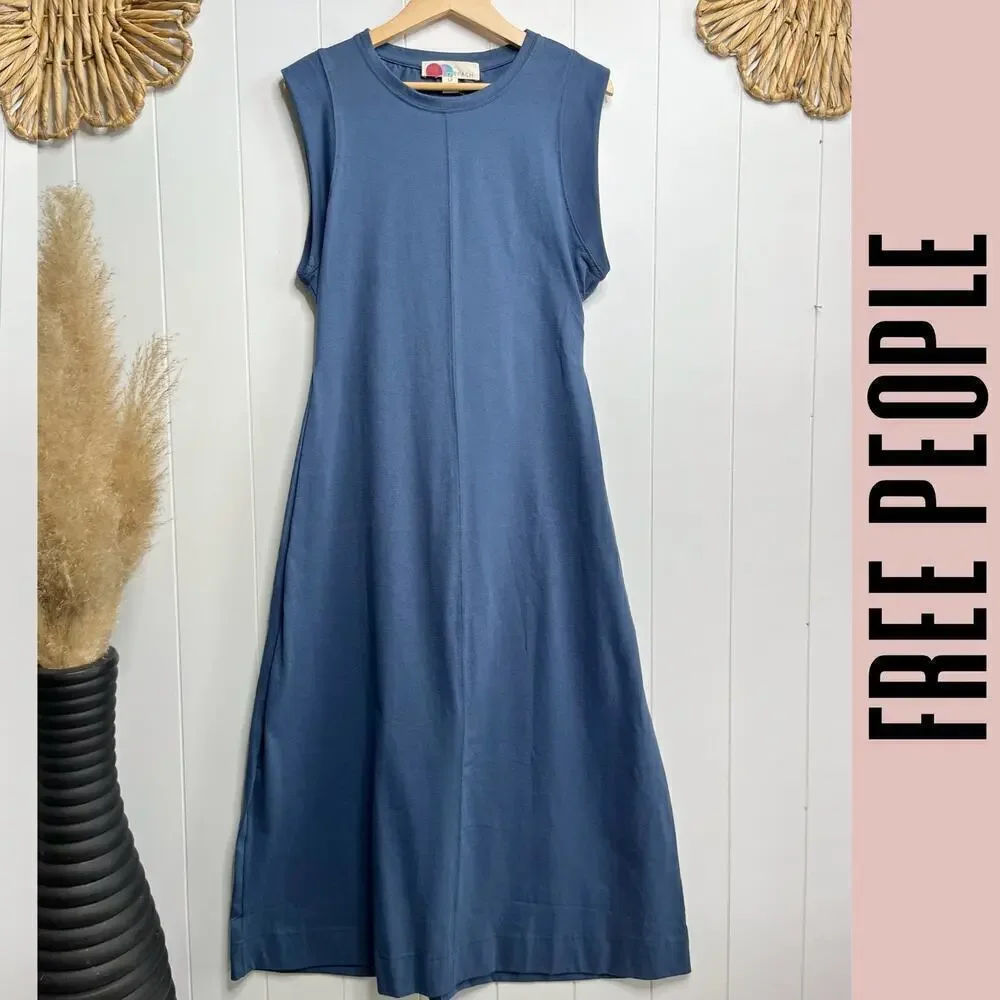 Free People dress maxi cotton cutout pleated